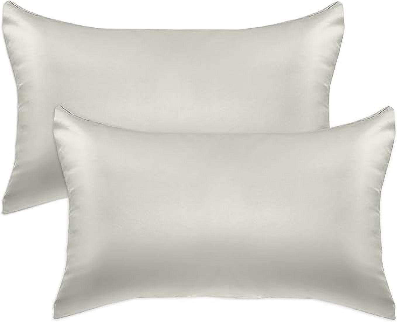2 Pieces Satin Pillowcase Set with Hidden Zipper closure, Standard/Queen, Light Jade