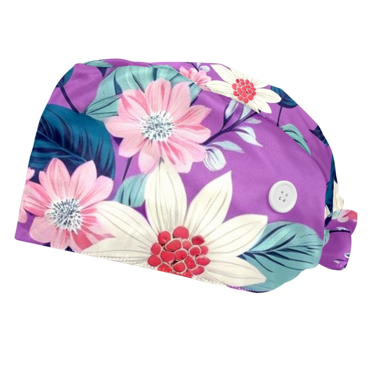 2 Pieces，Scrub caps women,beautiful plants flowers,Scrub cap,Cute scrub ...