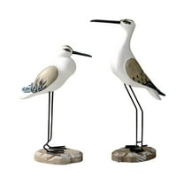 2 Pieces Seagull Figurines Bird Statue Coastal Decor Wooden Rustic Style for Seaside Home Shelf and Tabletop Decoration