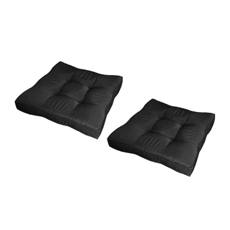 2 Pieces Seat Cushions Waterproof Cushion for indoor and outdoor, Tatami, Polyester Four Colors, 17.7x17.7x2.75 Inches Black