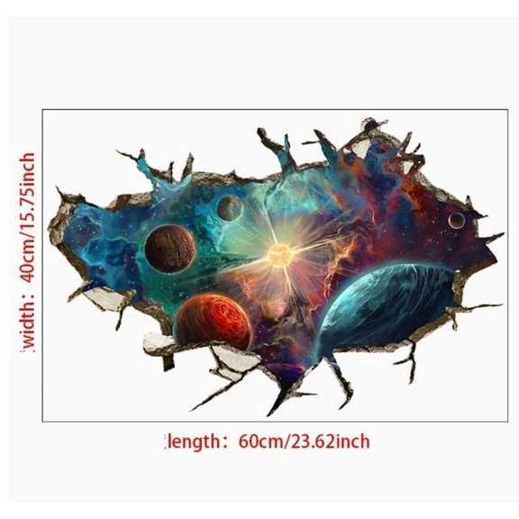 2 Pieces Self-Adhesive Starry Sky Ceiling Wall Stickers - Decorative Universe Planet Decals for Kids and Adults