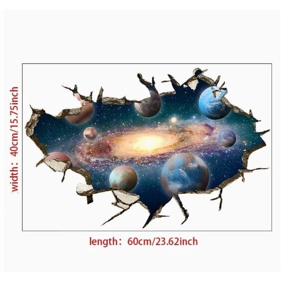 2 Pieces Self-Adhesive Starry Sky Ceiling Wall Stickers - Decorative Universe Planet Decals for Kids and Adults
