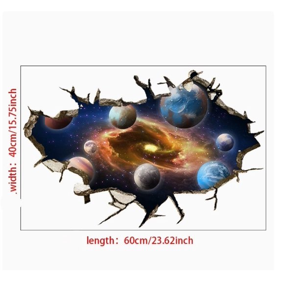 2 Pieces Self-Adhesive Tearable Wall Stickers - Starry Sky and Planet Ceiling Decor for Living Room and Bedroom