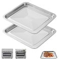 thumbnail image 1 of 2 Pieces Set Air Fryer Toaster Oven Tray for Cuisinart TOA-70 TOA-65 TOA-60 12.48" × 10.94" Food Grade Stainless Steel Air Fryer Replacement Parts Grill Pan Plate Baking Rack Accessories, 1 of 7
