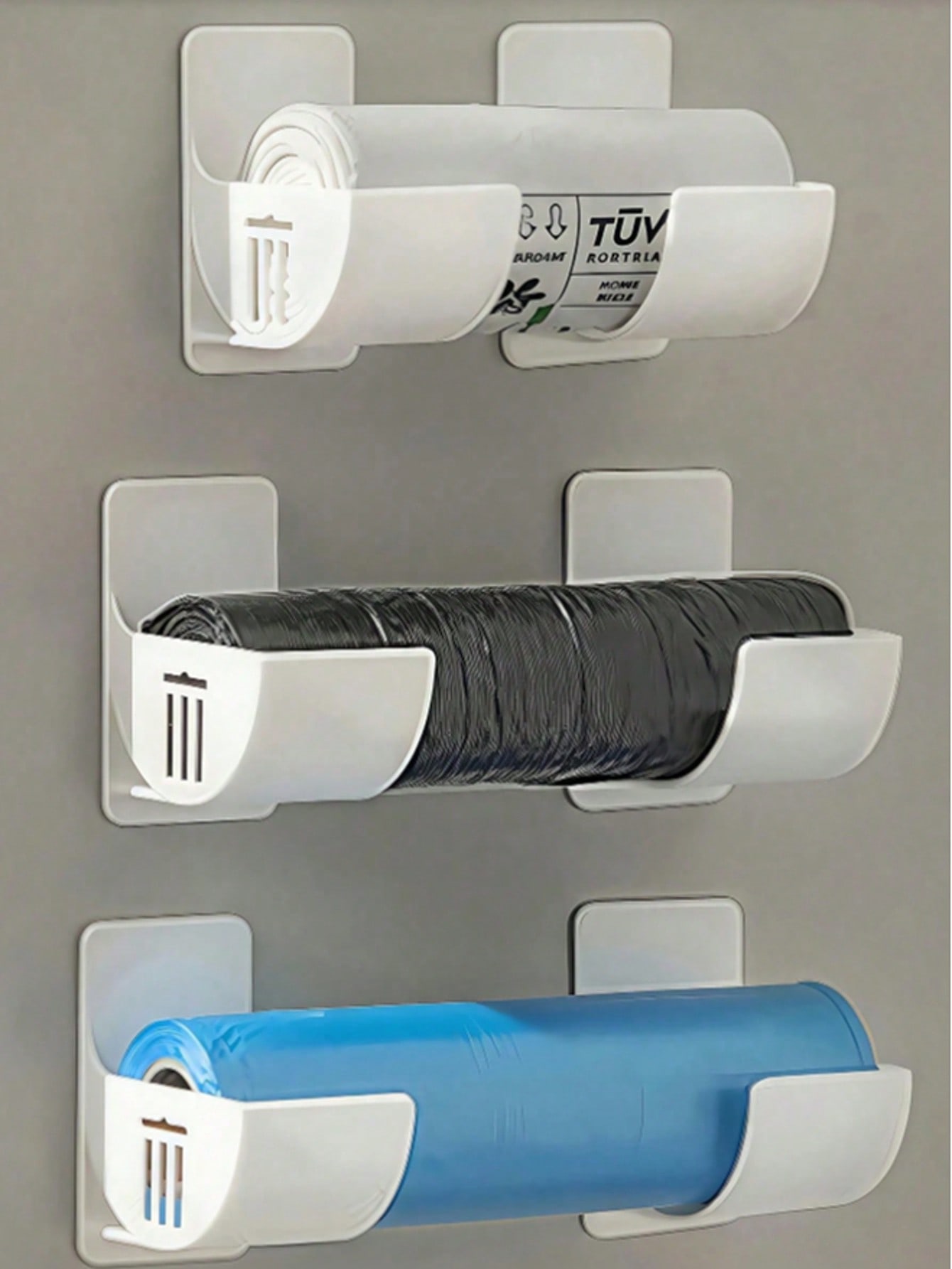 Garbage Bag Rack Stack 2 Pieces Set (Black/White/Gray); 4-Piece Set (Black/White/Gray), Trash ...