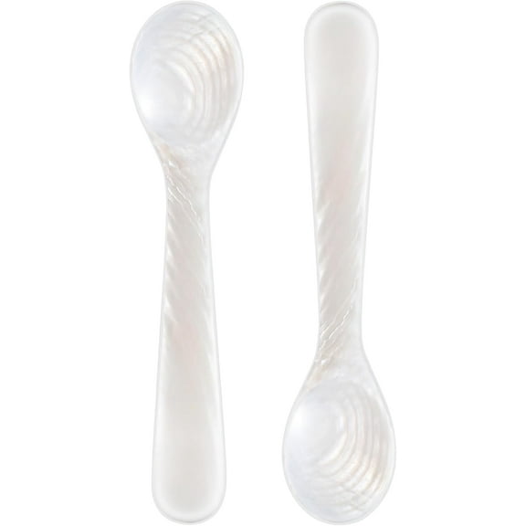 2 Pieces Set of Caviar Spoons Mother of Pearl Spoons with Handcraft Round Handle for Caviar, Egg, Ice Cream, Coffee, Kitchen, Restaurant for Serving Caviars (10cm/3.93 Inch)