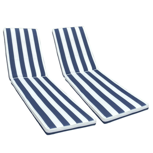 2 Pcs Outdoor Patio Chaise Lounge Chair Cushions Set, Durable Blue