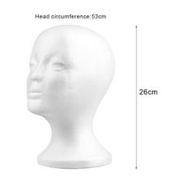 2 Pieces/Set Styrofoam Head Female Foam Wig Head Mannequin Manikin Cosmetics Model Head Wig Display Glasses Hats Hairpieces Stand,Styrofoam Mannequin Head White Foam Wig Stand Round Base,White,10.24"