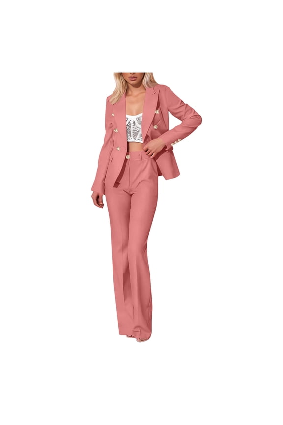 2 Pieces Sets Bussiness Suits Womens,Womens Business Casual Blazer Lapel Button Solid Suit Jacket Suits High Waisted Comfort Casual Suit Pants Bussiness Office Work Suits
