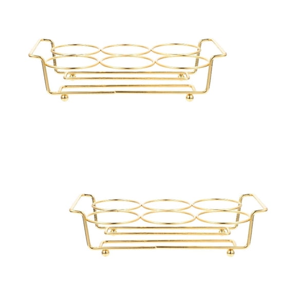 TAILTOSS Shot Glass Holder Golden Metal Desktop Organizer for Storage 2Pcs