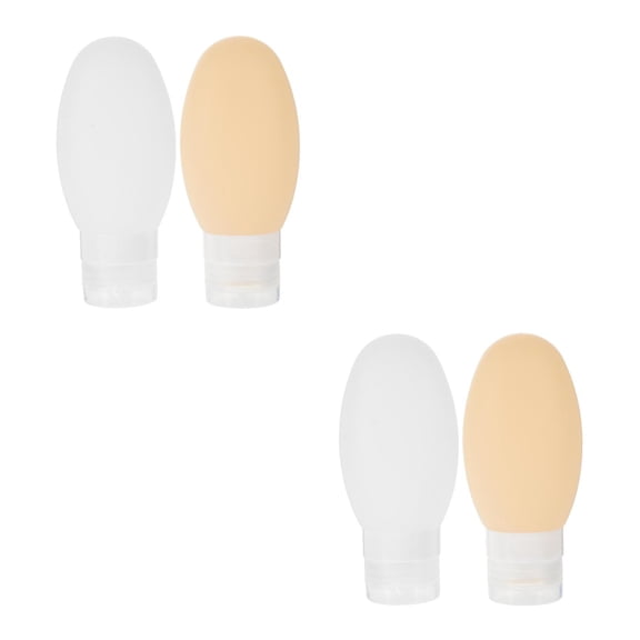 unbranded 4 pcs  100ml Travel Bottles Silicone Squeezable Lotion Dispensers Toiletry Suction Cup Containers (White and Yellow)