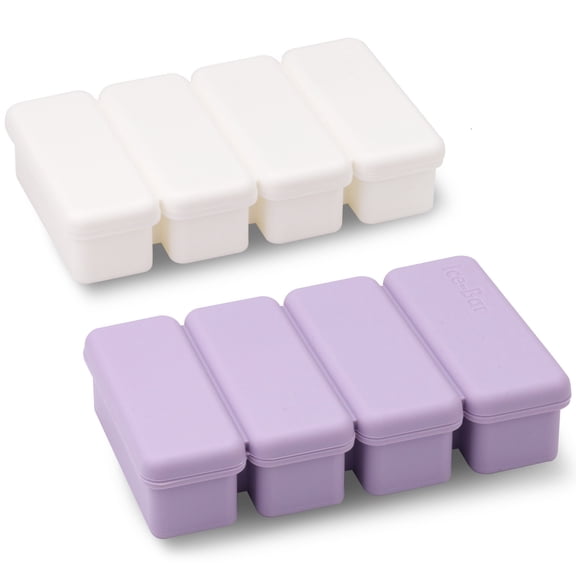 2 Pieces Silicone Ice Cube Tray with Lid, 4-Grid Large Freezer Tray for Cocktail Whisky, Easy Release Ice Block Form Food Containers for Soup Sauces Broth Butter Portions Meal Prep