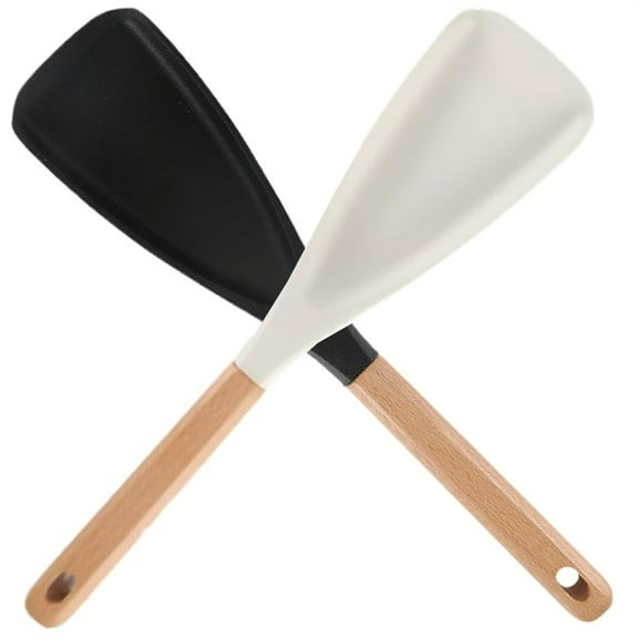 2 Pieces Silicone Spatula,Happon Silicone Spatulas Kitchen Utensils,Heat Resistant Non Stick Baking Spatula for Cooking, Baking and Mixing (White&Black, 2Pcs)