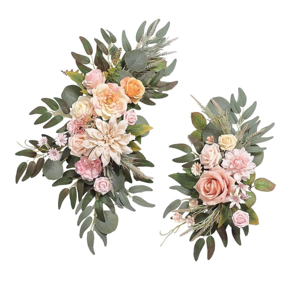 2 Pieces Silk Flowers Fake Peony Floral Backdrop for Home Decoration Wedding Blush Pink