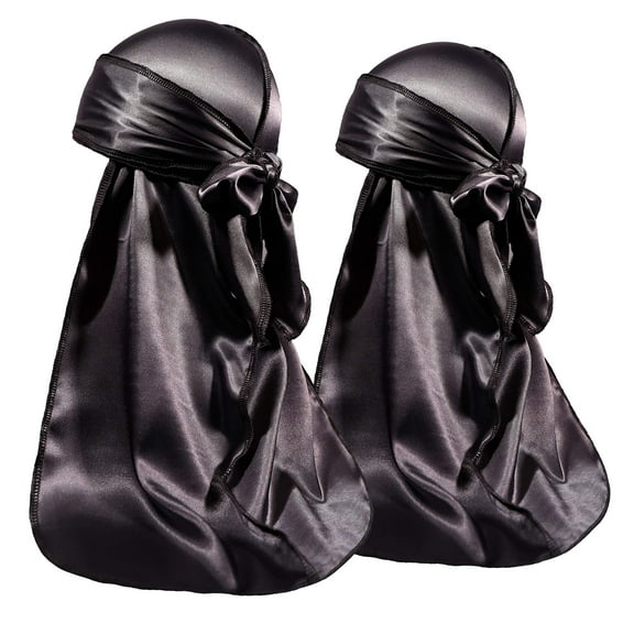 2 Pieces Silky Durag Pack for Men Women Waves, Premium Satin Deluxe Du-rag