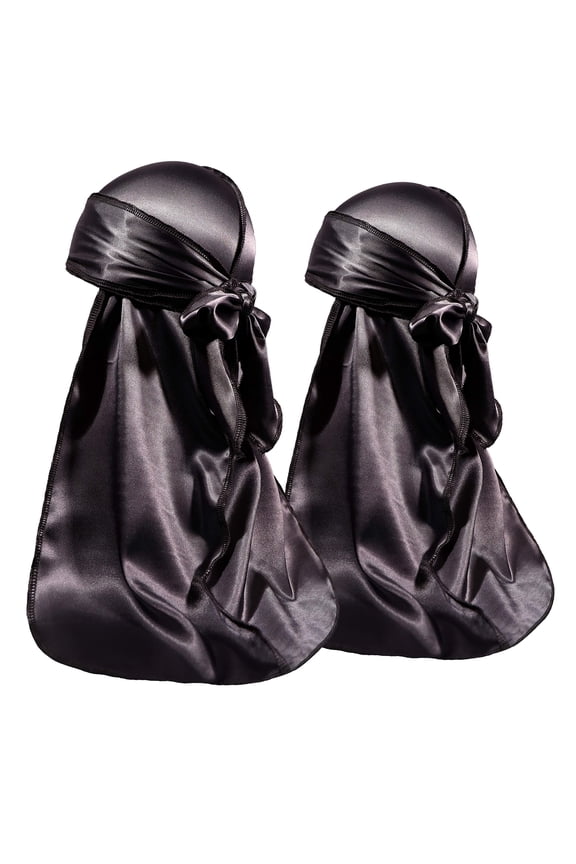 2 Pieces Silky Durag Pack for Men Women Waves, Premium Satin Deluxe Du-rag