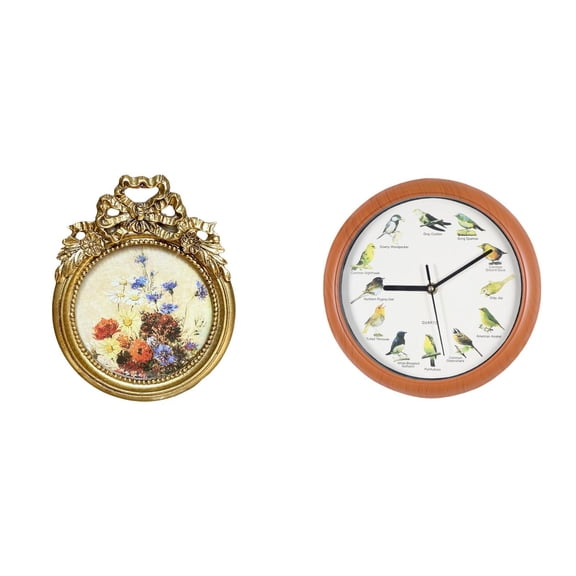 2 Pieces Singing Clock Photo Frame Decorative Set Singing on the Hour for Kitchen Wall Decor Ideas