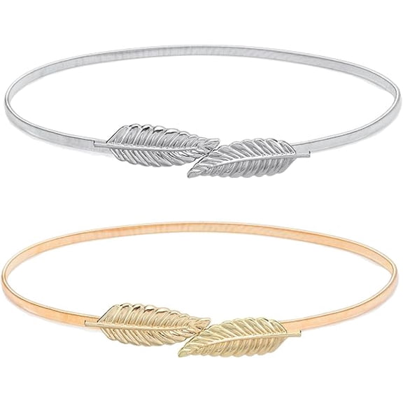 2 Pieces Skinny Stretch Belts Thin Elastic Waist Belt for Women Lady