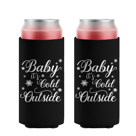 2 Pieces Sleeves Beer Cooler Bags Insulated Collapsible Beer Sleeve Baby Winter Snowflake Black Can Cooler Sleeve for Birthday Party Wedding