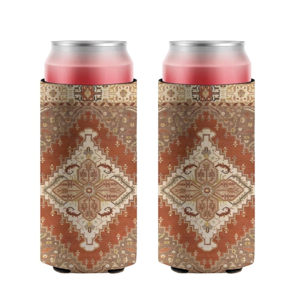 2 Pieces Sleeves Beer Cooler Bags Insulated Collapsible Can Sleeves Abstract Bohemian Brown Soda Beer Can Covers for Bulk for Soda