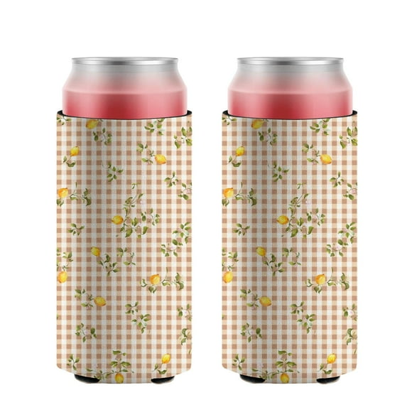 2 Pieces Sleeves Beer Cooler Bags Insulated Collapsible Can Sleeves Lemon Lattice Can Cooler Sleeve for Bulk for Soda