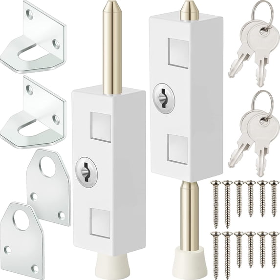 2 Pieces Sliding Door Lock Rectangle Patio Door Lock Keyed for Glass ...