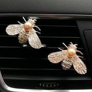 2 Pieces Small Bee Air Vent Clips Bling Bee Car Accessories Cute Car Air Freshener Rhinestone Gift Decorations Charm Car Clip Interior Air Vent Decor