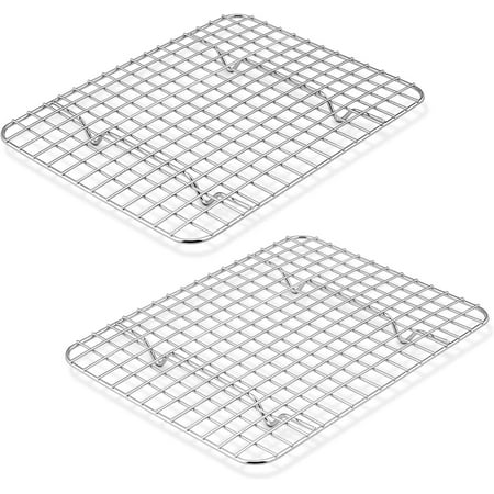2-Pieces Small Cooling Baking Racks, Stainless Steel Grid Rack for Cooking Roasting Drying Grilling, 9.75'' x 7.5'' x 0.75'', Oven & Dishwasher Safe, Fit Small Toaster Oven