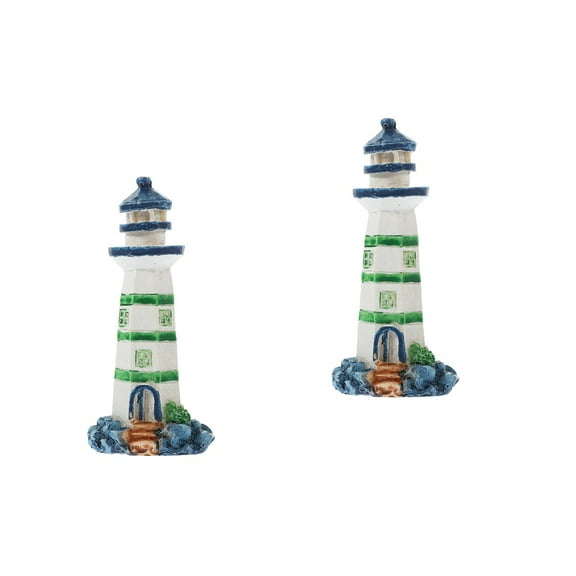 2 Pieces Small Lighthouse Ornaments Rustic Gift for Enthusiast
