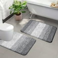thumbnail image 1 of 2 Pieces Soft Bathroom Rugs, Soft Absorbent Microfiber Bath Mat, Non-Slip Washable Bathroom Mat & U-Shaped Toilet Rug (24"x16"+24"x20", Grey), 1 of 7