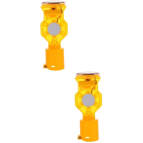 2 Pieces Solar Signal Light Car Warning Road Construction Traffic Strobe Yellow