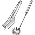 thumbnail image 1 of 2 Pieces Spaghetti Spoon Large Pasta Server Utensil, 9.4 Inch Stainless Steel Pasta Tong and 13.6 Inch Pasta Fork with Vacuum Handle, Comfortable Grip Design Spaghetti Server for Kitchen, 1 of 7