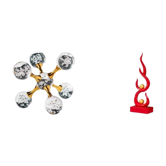 2 Pieces Sphere Figurine Abstract Sculpture Glass Material Suitable for Desk Shelf Office Home Decoration