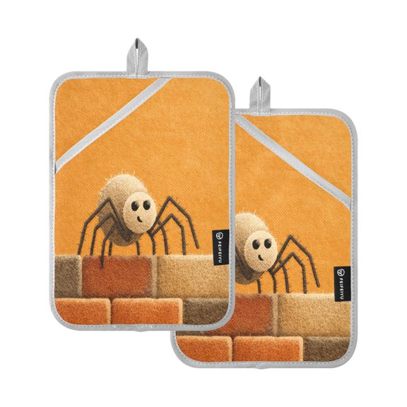 2 Pieces Square Heat Insulation Pads Square Heat Insulation Gloves Oven Gloves Kitchen Gloves Cooking Gloves Heat Insulation Gloves A Cute Spider