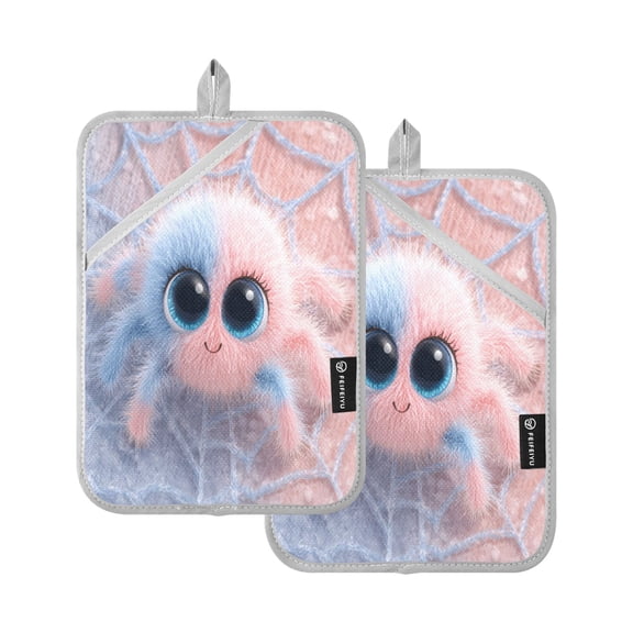2 Pieces Square Heat Insulation Pads Square Heat Insulation Gloves Oven Gloves Kitchen Gloves Cooking Gloves Heat Insulation Gloves Cute Spider