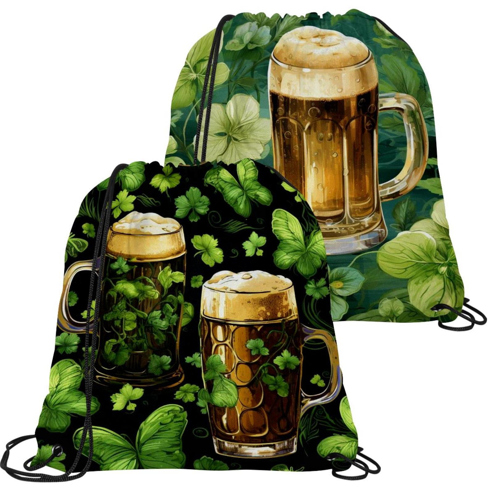 2 Pieces St. Parikh's Day Drawstring Backpack for Party Gym Sport Trip