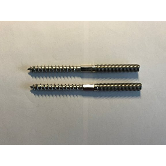 2 Pieces Stainless Steel 316 Lag Screw Double Thread Wood Screw Coach / M8 Thread (8mm x 100mm) Hanger Bolt