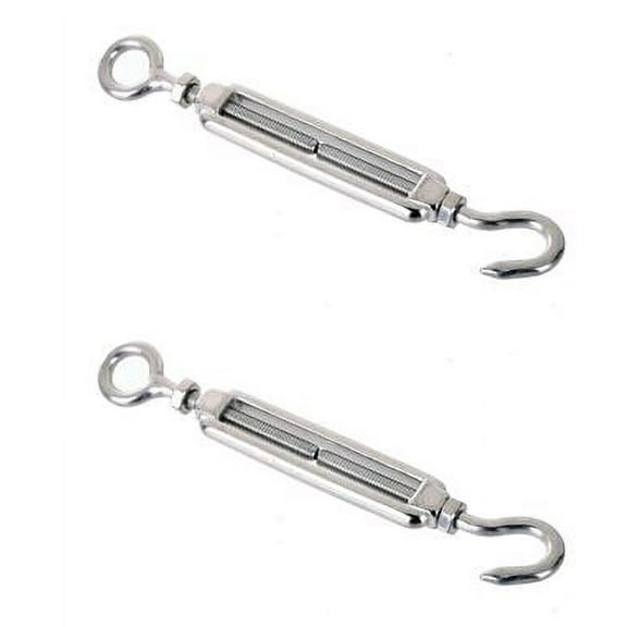 2 Pieces Stainless Steel 316 M10 Turnbuckle Hook and Eye 10mm Marine Grade