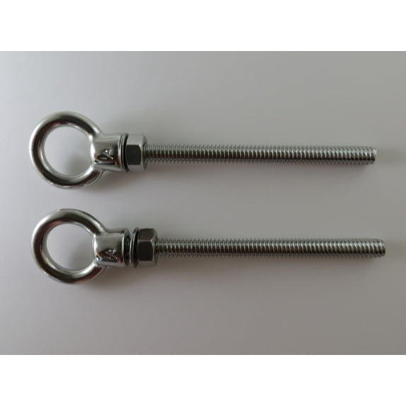 2 Pieces Stainless Steel 316 (Shape Type 307) Lifting Eye Bolt 1/4" UNC x 80mm Marine Grade