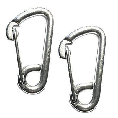 US STAINLESS 2 Pieces Stainless Steel 316 Spring Hook Carabiner 5/16" (8mm) Marine Grade Safety Clip