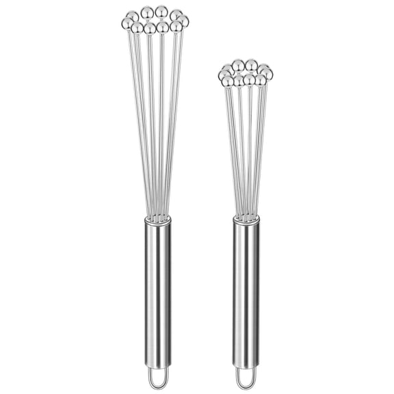 2 Pieces Stainless Steel Ball Whisk Wire Egg Whisk Set Kitchen for Cooking, Blending, Whisking, Beating, Stirring.