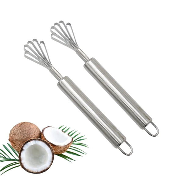 2 Pieces Stainless Steel Coconut Scraper Durable Coconut Meat Removal Multi-Purpose coconut shell Opener Melon Scraper Meat Removal for Safe Fruit Seed peel tool Meat Graters Peelers And Slicers.
