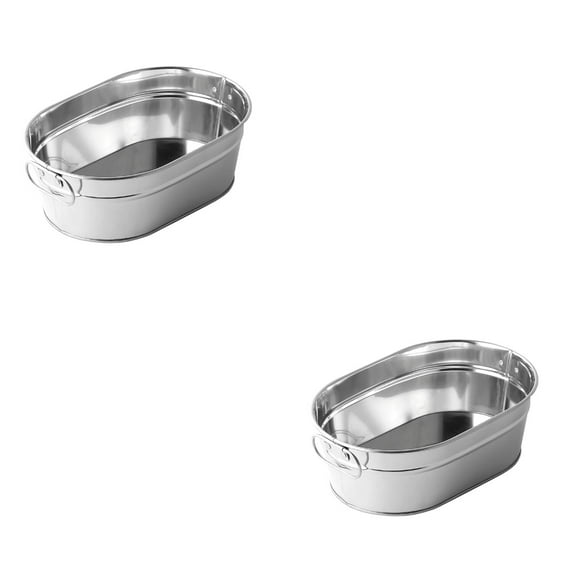 2 Pieces Stainless Steel Fries Bucket Bar Storage Small Metal Bucket Beer Buckets Metal Restaurant Fries Bucket