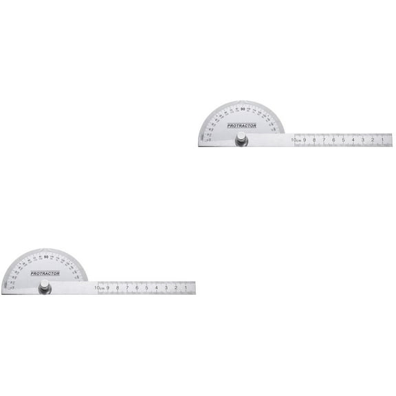 2 Pieces Stainless Steel Protractor Ruler Angle Finder Silver