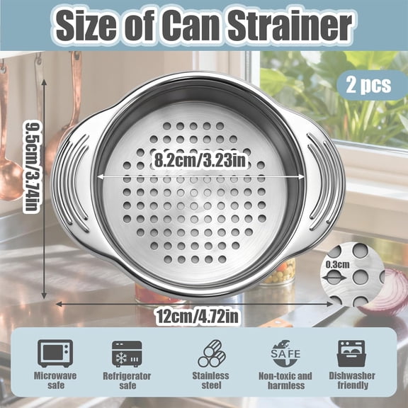 2 Pieces Stainless Steel Tuna Can Strainer - Food Grade Canning Colander For Regular And Wide-Neck Cans - Oil Drain Press For Tuna Beans Vegetables$$Home Decor, Kitchen, & Other