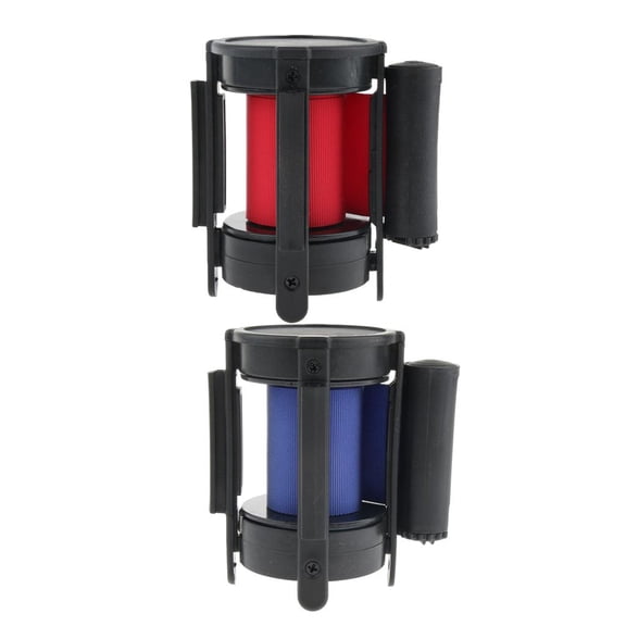 2 Pieces Stanchion Queue Barrier 2m Retractable Nylon Belt for Hotel Bank and Exhibition Crowd Control