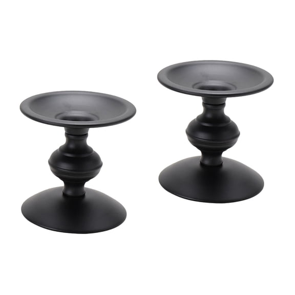2 Pieces Stand Candlestick Candle Display Holder 11.00X11.00X11.00CM Black