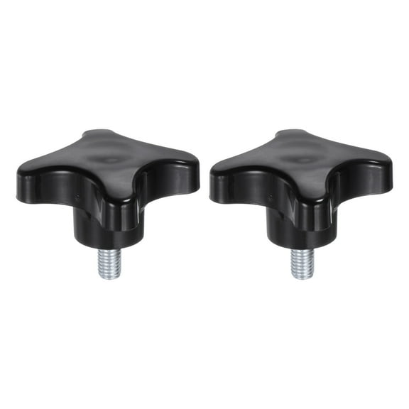 2 Pieces Star Knobs M8 x 16mm Plastic 4-Star Stud Knob Hand Tightening Clamping Screw Handle Black