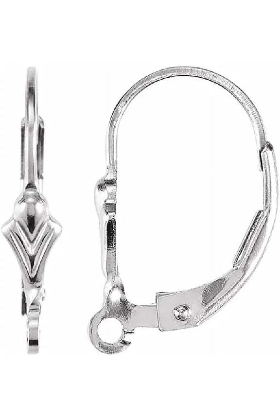 2 Pieces Sterling Silver 925 Fleur-de-Lis Lever Back Earring Top with Ring | Rhodium Plated Earwires Leverback Components for Drop  Dangle  Hoop Earrings (1 Pair)