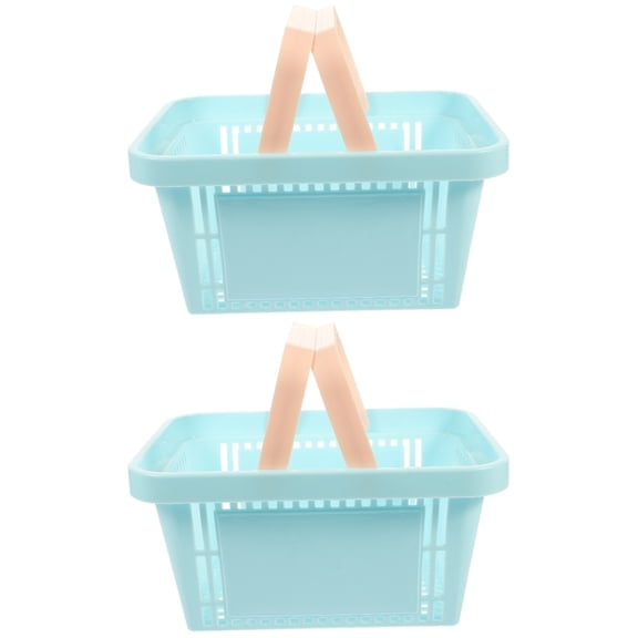 2 Pieces Storage Basket Fruit Rack Crate Office Child Sky-blue